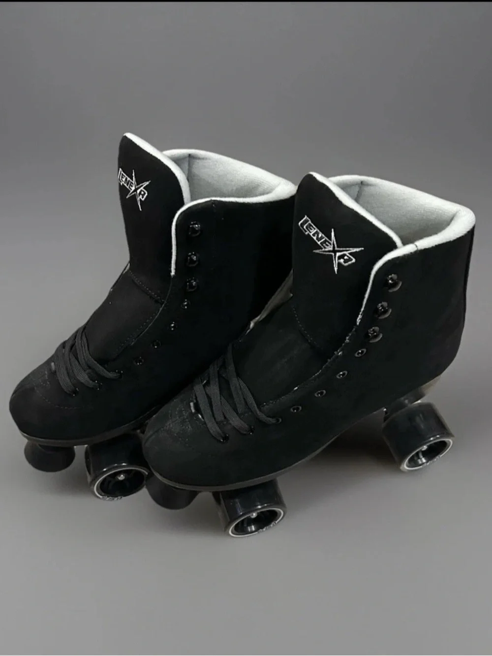 NIB Lenexa Shadow Black Vegan Suede Roller Skates Men 9 / Women 10